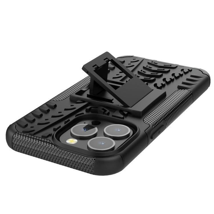 For iPhone 13 mini Tire Texture Shockproof TPU+PC Protective Case with Holder (Black) by buy2fix
