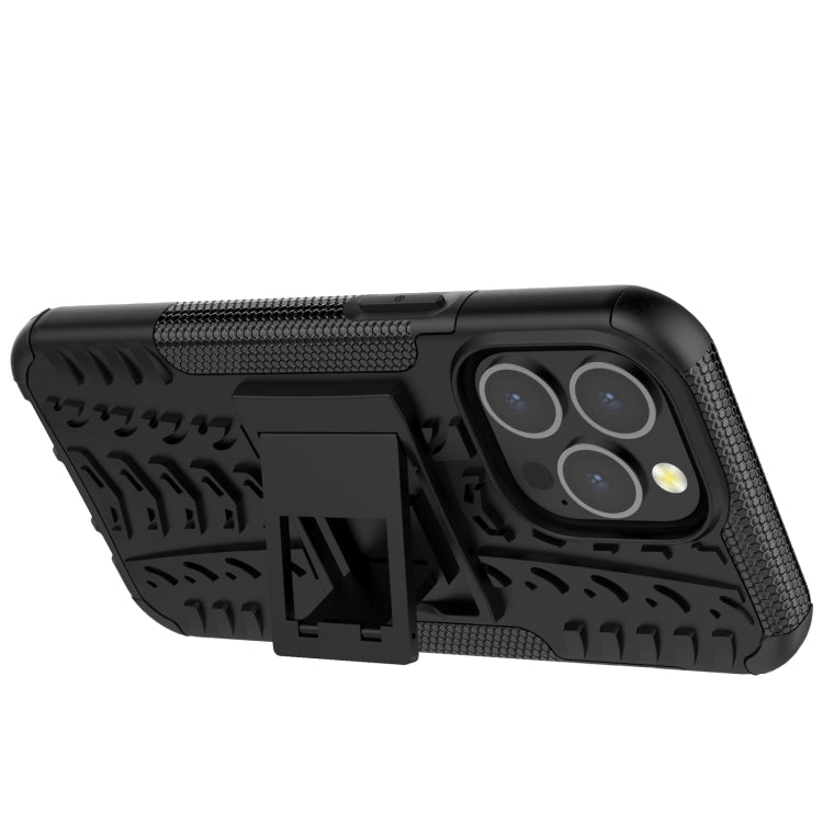 For iPhone 13 mini Tire Texture Shockproof TPU+PC Protective Case with Holder (Black) by buy2fix