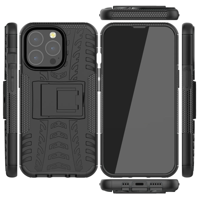 For iPhone 13 mini Tire Texture Shockproof TPU+PC Protective Case with Holder (Black) by buy2fix