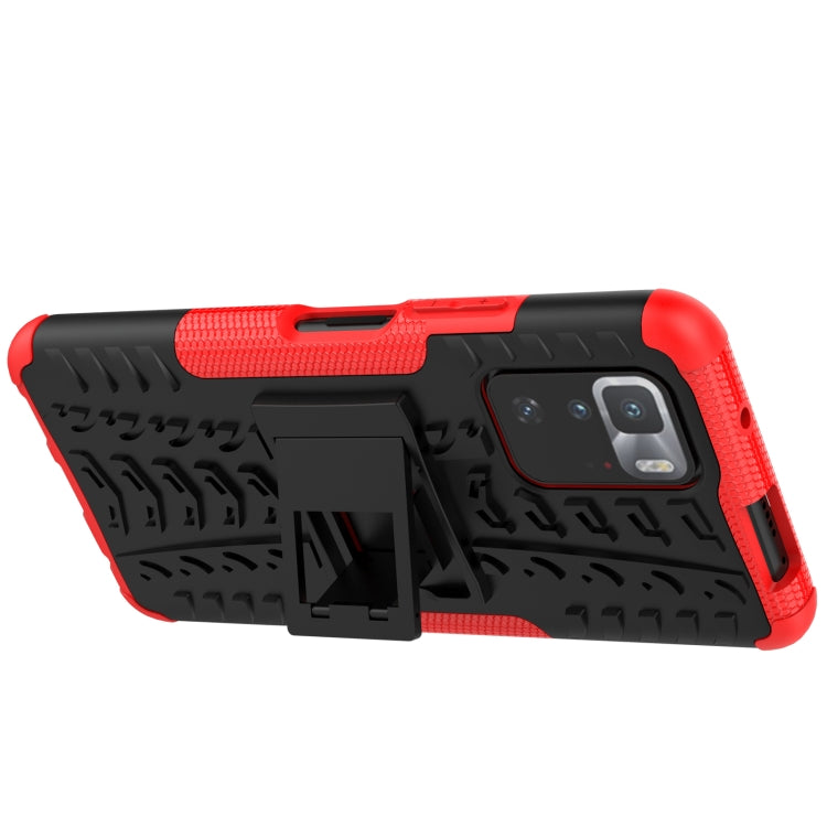 For Xiaomi Poco X3 GT Tire Texture Shockproof TPU+PC Protective Case with Holder(Red) - Xiaomi Cases by buy2fix | Online Shopping UK | buy2fix