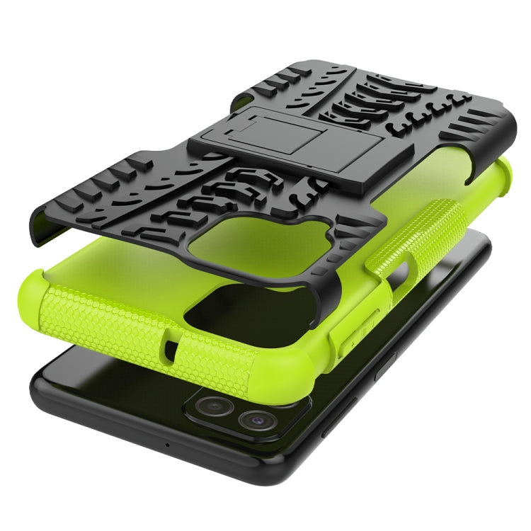 For Samsung Galaxy A22 4G Tire Texture Shockproof TPU+PC Protective Case with Holder(Green) by buy2fix