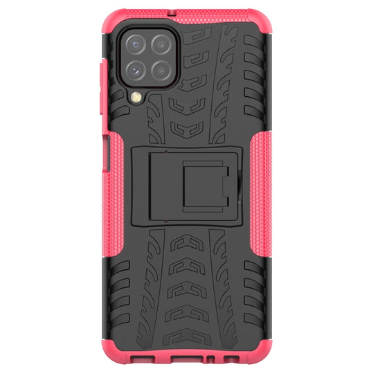 For Samsung Galaxy A22 4G Tire Texture Shockproof TPU+PC Protective Case with Holder(Pink) by buy2fix