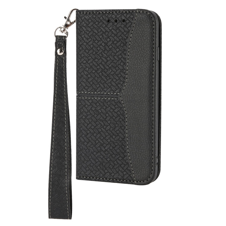 For Samsung Galaxy A52 4G / 5G Woven Texture Stitching Magnetic Horizontal Flip PU Leather Case with Holder & Card Slots & Wallet & Lanyard(Black) by buy2fix