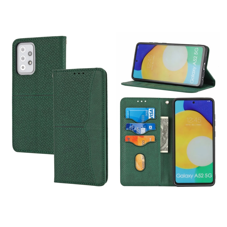 For Samsung Galaxy S20 FE Woven Texture Stitching Magnetic Horizontal Flip PU Leather Case with Holder & Card Slots & Wallet & Lanyard(Green) by buy2fix