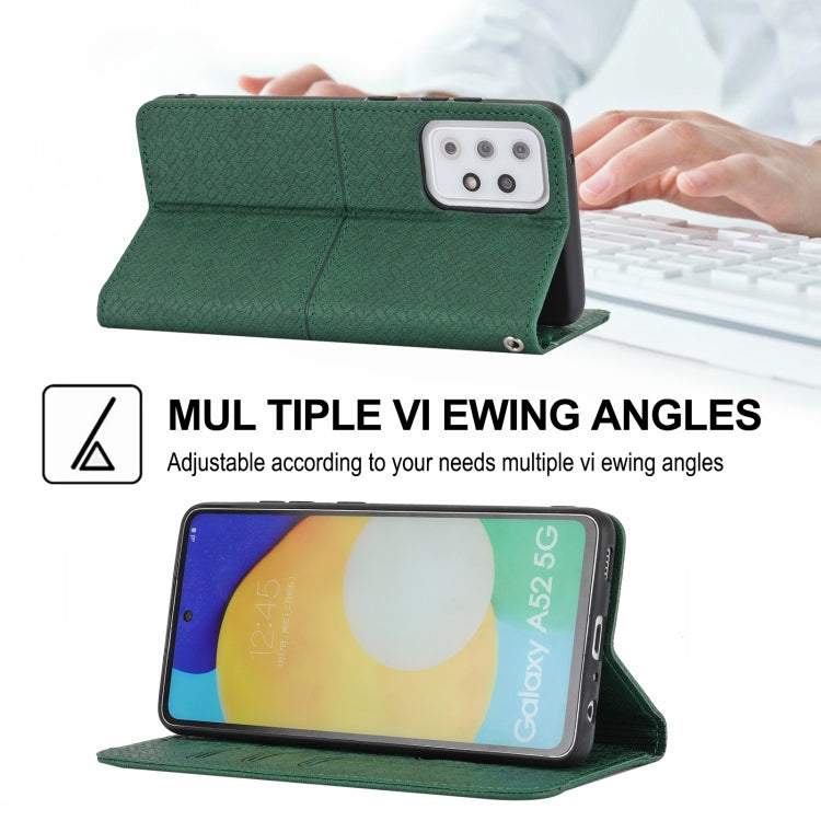 For Samsung Galaxy S20 FE Woven Texture Stitching Magnetic Horizontal Flip PU Leather Case with Holder & Card Slots & Wallet & Lanyard(Green) by buy2fix