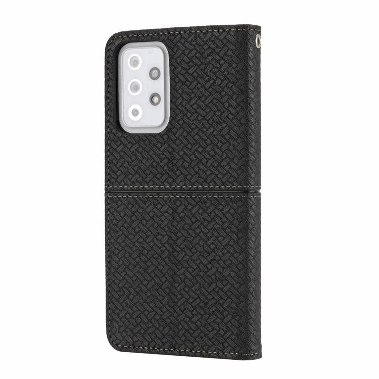 For Samsung Galaxy S20 FE Woven Texture Stitching Magnetic Horizontal Flip PU Leather Case with Holder & Card Slots & Wallet & Lanyard(Black) by buy2fix