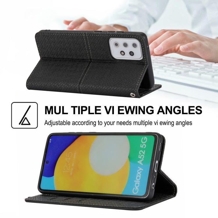 For Samsung Galaxy S20 FE Woven Texture Stitching Magnetic Horizontal Flip PU Leather Case with Holder & Card Slots & Wallet & Lanyard(Black) by buy2fix