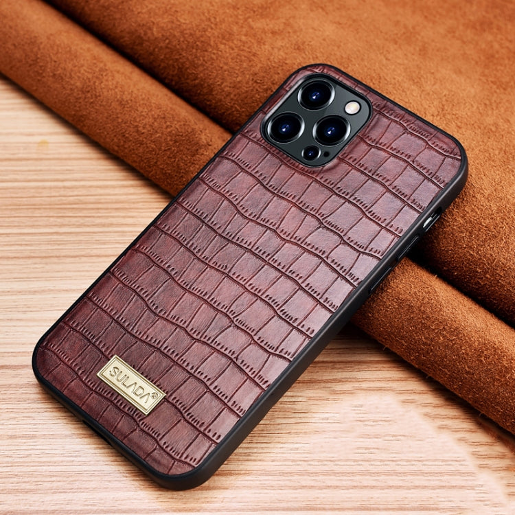 For iPhone 13 Pro Max SULADA Crocodile Texture TPU Protective Case (Mocha Brown) - iPhone 13 Pro Max Cases by SULADA | Online Shopping UK | buy2fix