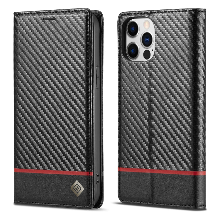 For iPhone 12 Pro Max LC.IMEEKE Carbon Fiber PU + TPU Horizontal Flip Leather Case with Holder & Card Slot & Wallet(Horizontal Black) - iPhone 12 Pro Max Cases by LC.IMEEKE | Online Shopping UK | buy2fix