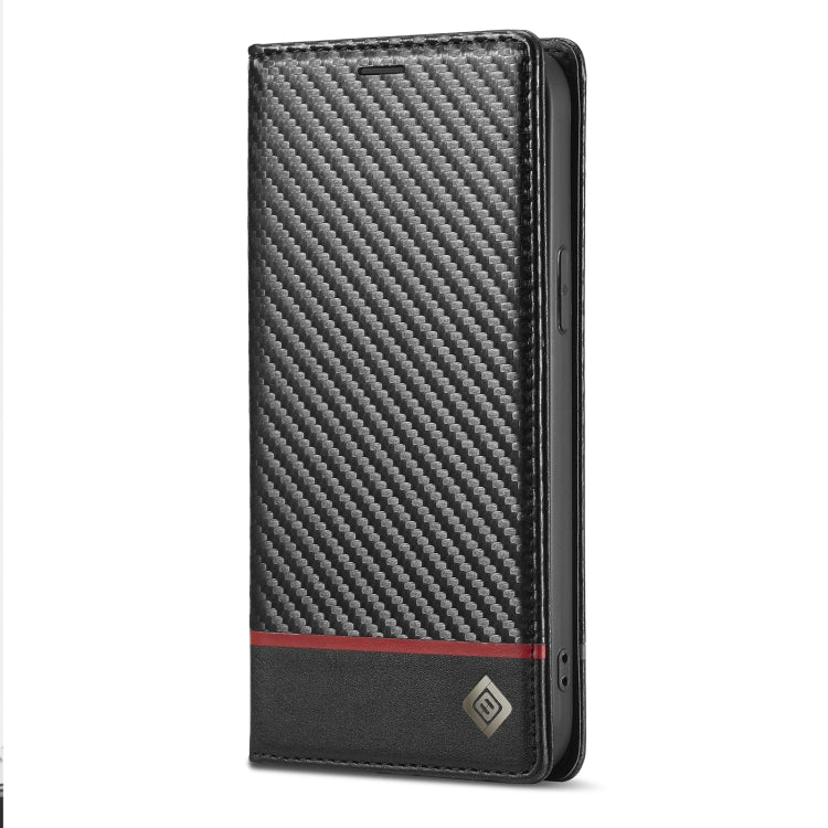 For iPhone 12 Pro Max LC.IMEEKE Carbon Fiber PU + TPU Horizontal Flip Leather Case with Holder & Card Slot & Wallet(Horizontal Black) - iPhone 12 Pro Max Cases by LC.IMEEKE | Online Shopping UK | buy2fix