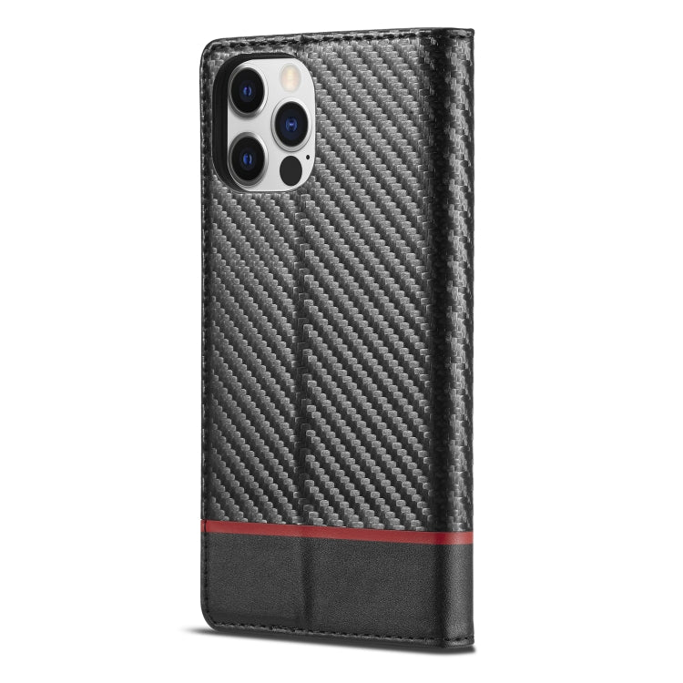For iPhone 12 Pro Max LC.IMEEKE Carbon Fiber PU + TPU Horizontal Flip Leather Case with Holder & Card Slot & Wallet(Horizontal Black) - iPhone 12 Pro Max Cases by LC.IMEEKE | Online Shopping UK | buy2fix