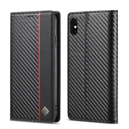 For iPhone X / XS LC.IMEEKE Carbon Fiber PU + TPU Horizontal Flip Leather Case with Holder & Card Slot & Wallet(Vertical Black) - More iPhone Cases by LC.IMEEKE | Online Shopping UK | buy2fix