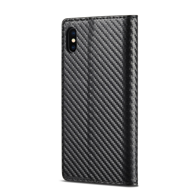 For iPhone X / XS LC.IMEEKE Carbon Fiber PU + TPU Horizontal Flip Leather Case with Holder & Card Slot & Wallet(Vertical Black) - More iPhone Cases by LC.IMEEKE | Online Shopping UK | buy2fix