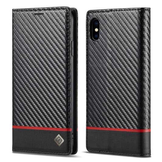 For iPhone XR LC.IMEEKE Carbon Fiber PU + TPU Horizontal Flip Leather Case with Holder & Card Slot & Wallet(Horizontal Black) - More iPhone Cases by LC.IMEEKE | Online Shopping UK | buy2fix
