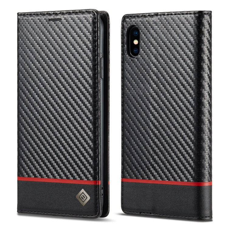For iPhone XS Max LC.IMEEKE Carbon Fiber PU + TPU Horizontal Flip Leather Case with Holder & Card Slot & Wallet(Horizontal Black) - More iPhone Cases by LC.IMEEKE | Online Shopping UK | buy2fix
