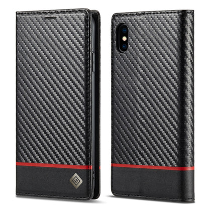For iPhone XS Max LC.IMEEKE Carbon Fiber PU + TPU Horizontal Flip Leather Case with Holder & Card Slot & Wallet(Horizontal Black) - More iPhone Cases by LC.IMEEKE | Online Shopping UK | buy2fix