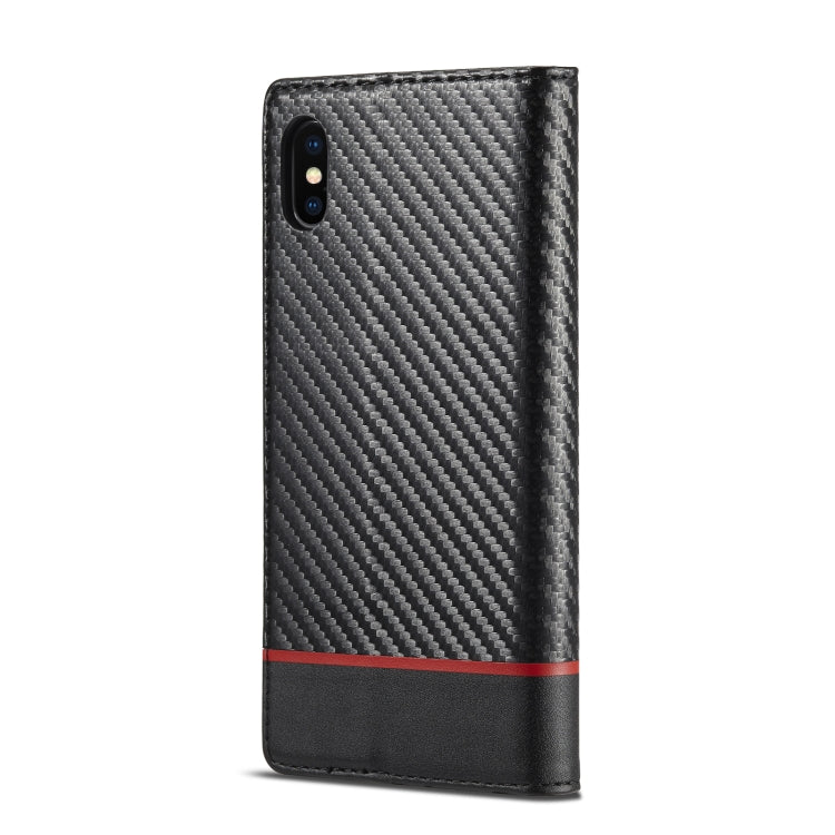 For iPhone XS Max LC.IMEEKE Carbon Fiber PU + TPU Horizontal Flip Leather Case with Holder & Card Slot & Wallet(Horizontal Black) - More iPhone Cases by LC.IMEEKE | Online Shopping UK | buy2fix