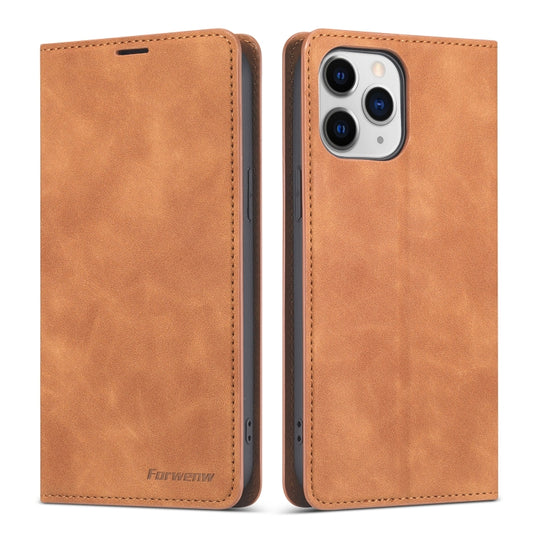 For iPhone 13 Pro Forwenw Dream Series Magnetic Oil Edge Horizontal Flip Leather Case with Holder & Card Slot & Photo Frame & Wallet (Brown)