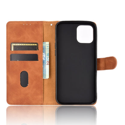 For iPhone 13 Solid Color Skin Feel Magnetic Buckle Horizontal Flip Calf Texture PU Leather Case with Holder & Card Slots & Wallet(Brown) - iPhone 13 Cases by buy2fix | Online Shopping UK | buy2fix