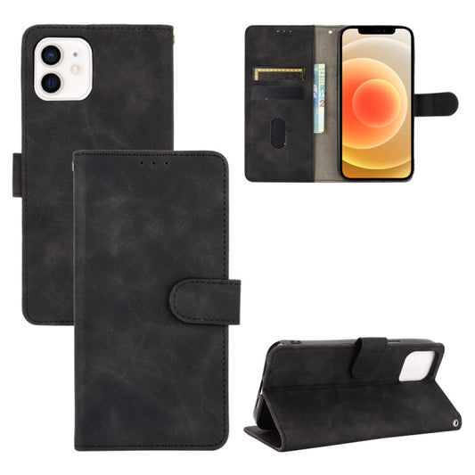 For iPhone 13 mini Solid Color Skin Feel Magnetic Buckle Horizontal Flip Calf Texture PU Leather Case with Holder & Card Slots & Wallet (Black) - iPhone 13 mini Cases by buy2fix | Online Shopping UK | buy2fix