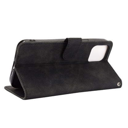 For iPhone 13 mini Solid Color Skin Feel Magnetic Buckle Horizontal Flip Calf Texture PU Leather Case with Holder & Card Slots & Wallet (Black) by buy2fix