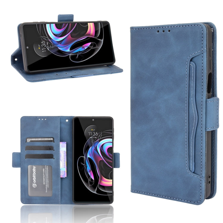 For Motorola Moto Edge 20 Pro/Edge S Pro Skin Feel Calf Pattern Horizontal Flip Leather Case with Holder & Card Slots & Photo Frame(Blue) - Motorola Cases by buy2fix | Online Shopping UK | buy2fix