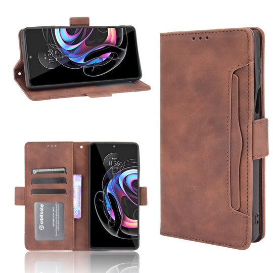 For Motorola Moto Edge 20 Pro/Edge S Pro Skin Feel Calf Pattern Horizontal Flip Leather Case with Holder & Card Slots & Photo Frame(Brown)