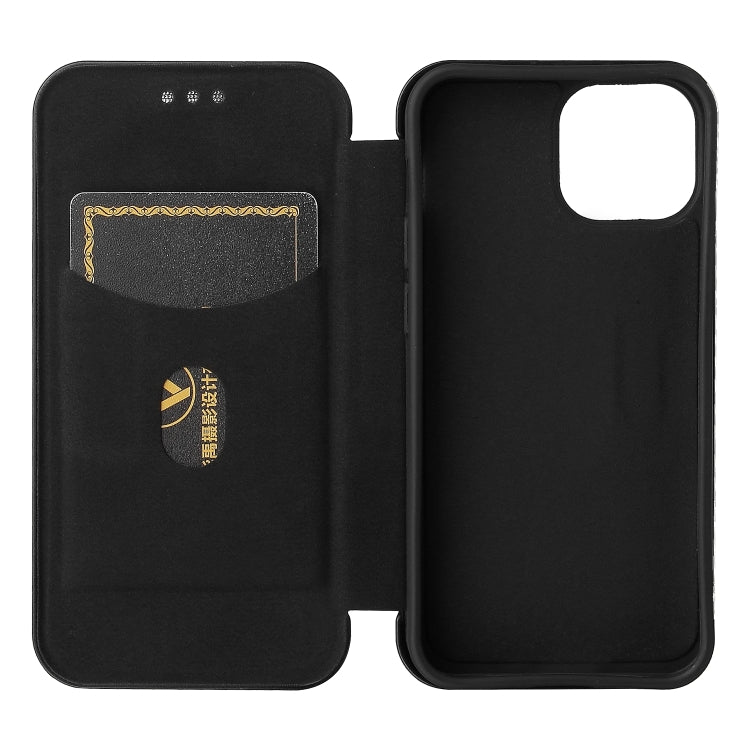 For iPhone 13 mini Carbon Fiber Texture Horizontal Flip TPU + PC + PU Leather Case with Card Slot (Black) by buy2fix
