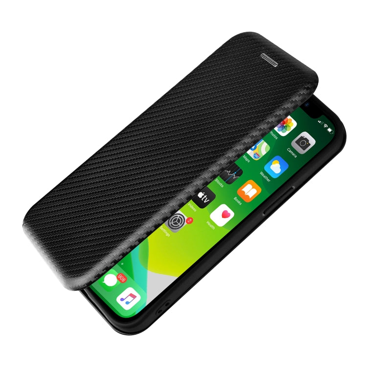 For iPhone 13 mini Carbon Fiber Texture Horizontal Flip TPU + PC + PU Leather Case with Card Slot (Black) by buy2fix