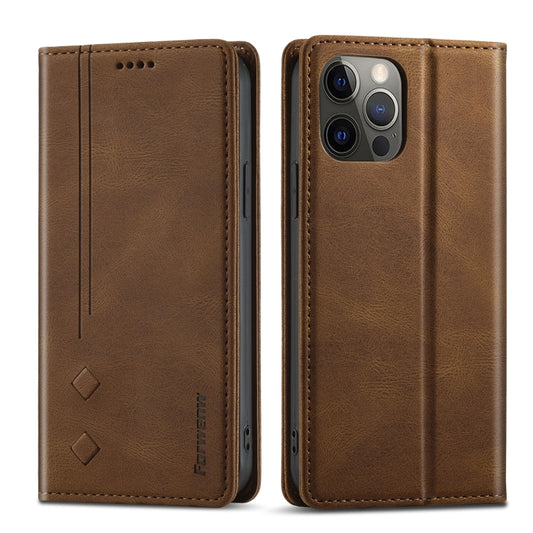 For iPhone 12 Pro Max Forwenw F2 Series Magnetic Horizontal Flip Leather Case with Holder & Card Slots & Wallet(Brown) - iPhone 12 Pro Max Cases by Forwenw | Online Shopping UK | buy2fix