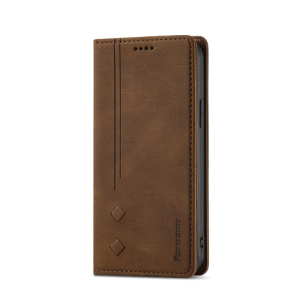 For iPhone 12 Pro Max Forwenw F2 Series Magnetic Horizontal Flip Leather Case with Holder & Card Slots & Wallet(Brown) - iPhone 12 Pro Max Cases by Forwenw | Online Shopping UK | buy2fix