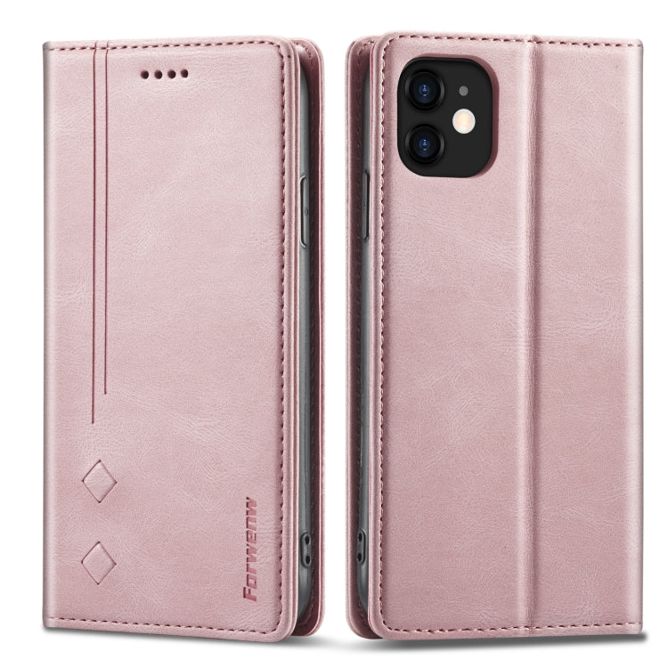 For iPhone 13 mini Forwenw F2 Series Magnetic Horizontal Flip Leather Case with Holder & Card Slots & Wallet (Rose Gold) - iPhone 13 mini Cases by Forwenw | Online Shopping UK | buy2fix