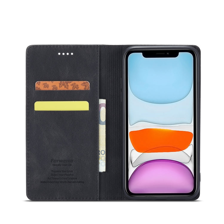 For iPhone 13 Forwenw F2 Series Magnetic Horizontal Flip Leather Case with Holder & Card Slots & Wallet(Black) - iPhone 13 Cases by Forwenw | Online Shopping UK | buy2fix