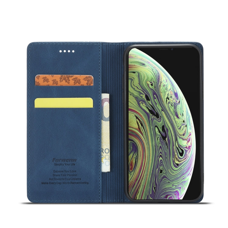 For iPhone X / XS Forwenw F2 Series Magnetic Horizontal Flip Leather Case with Holder & Card Slots & Wallet(Blue) - More iPhone Cases by Forwenw | Online Shopping UK | buy2fix