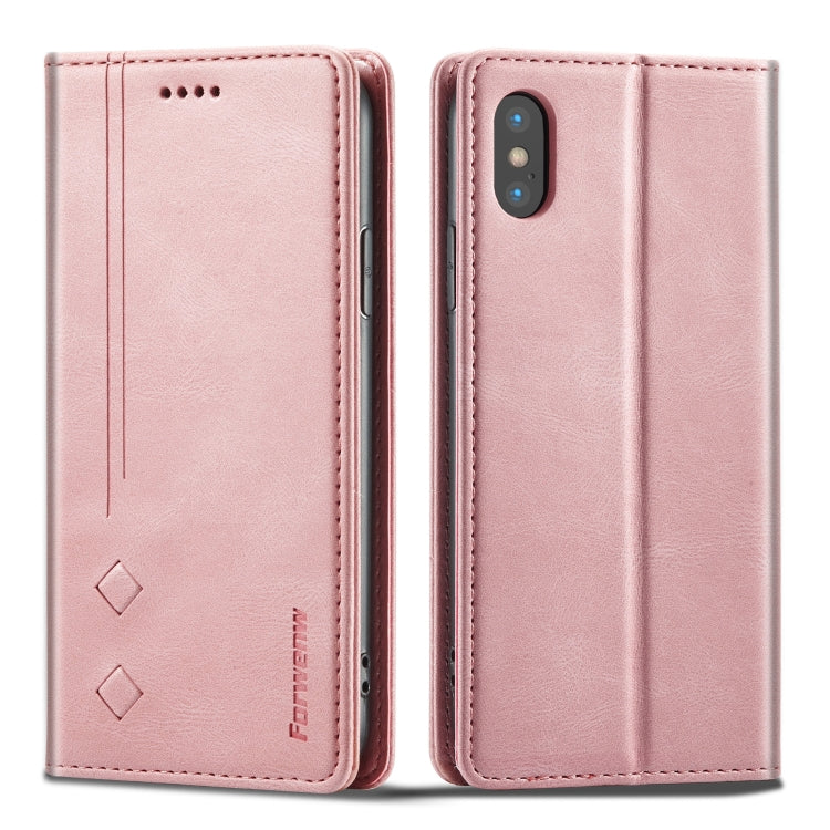 For iPhone XR Forwenw F2 Series Magnetic Horizontal Flip Leather Case with Holder & Card Slots & Wallet(Rose Gold) - More iPhone Cases by Forwenw | Online Shopping UK | buy2fix
