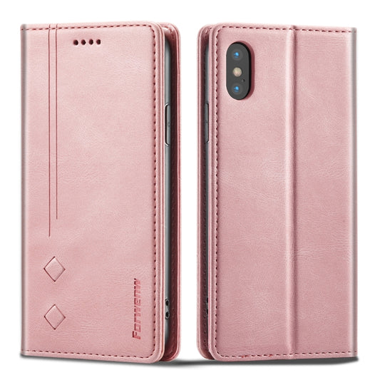 For iPhone XR Forwenw F2 Series Magnetic Horizontal Flip Leather Case with Holder & Card Slots & Wallet(Rose Gold) - More iPhone Cases by Forwenw | Online Shopping UK | buy2fix