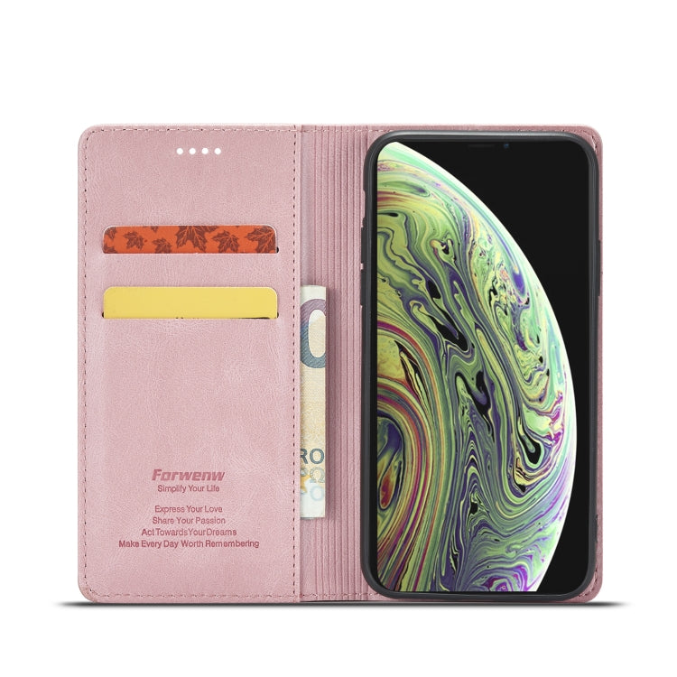 For iPhone XS Max Forwenw F2 Series Magnetic Horizontal Flip Leather Case with Holder & Card Slots & Wallet(Rose Gold) - More iPhone Cases by Forwenw | Online Shopping UK | buy2fix