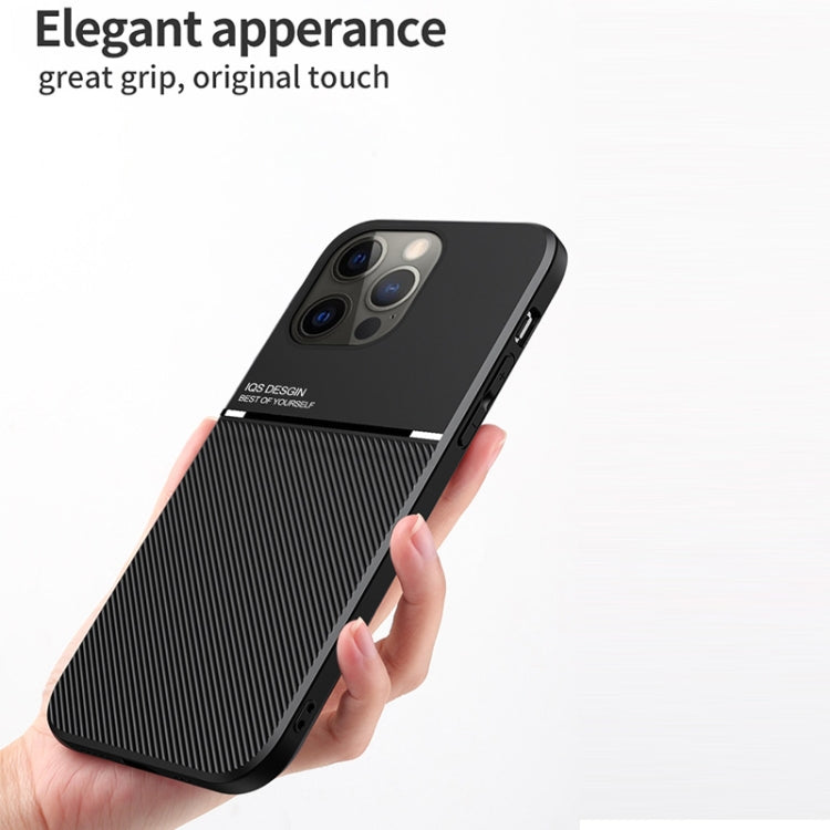 For iPhone 13 Classic Tilt Strip Grain Magnetic Shockproof PC + TPU Case(Black) - iPhone 13 Cases by buy2fix | Online Shopping UK | buy2fix