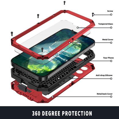 For iPhone 13 R-JUST Sliding Camera Shockproof Life Waterproof Dust-proof Metal + Silicone Protective Case with Holder(Red) - iPhone 13 Cases by R-JUST | Online Shopping UK | buy2fix