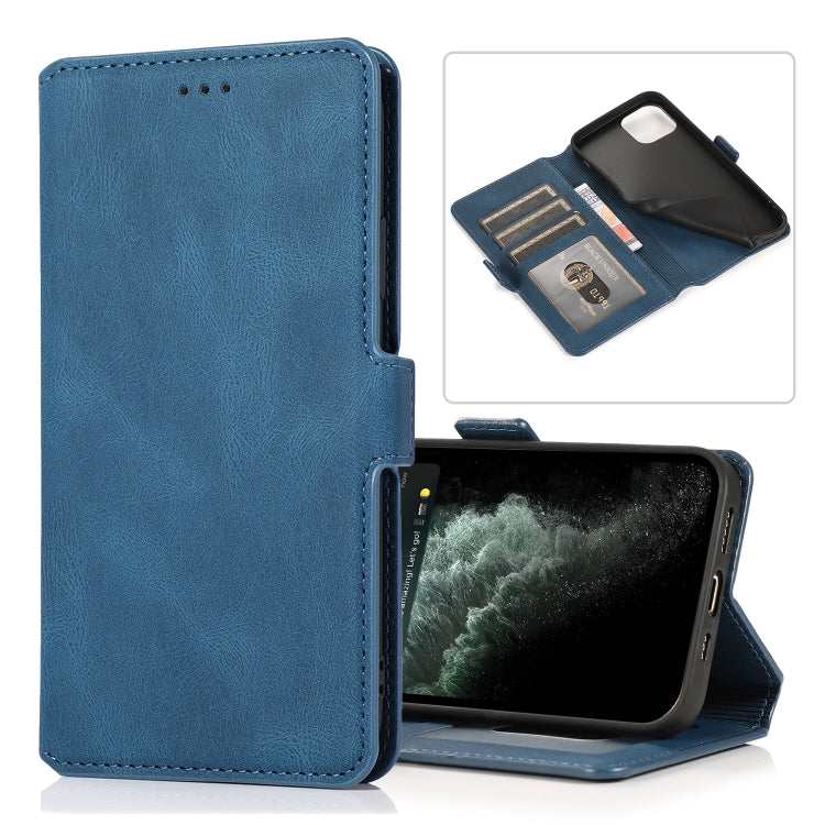 For iPhone 13 mini Retro Magnetic Closing Clasp Horizontal Flip Leather Case with Holder & Card Slots & Photo Frame & Wallet (Navy Blue) by buy2fix