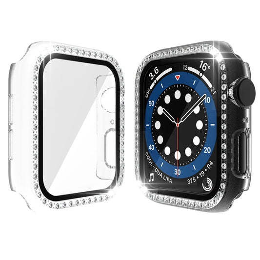 Electroplating PC Single Row Diamond Protective Case with Tempered Glass Film For Apple Watch Series 3 & 2 & 1 38mm(Transparent) by buy2fix