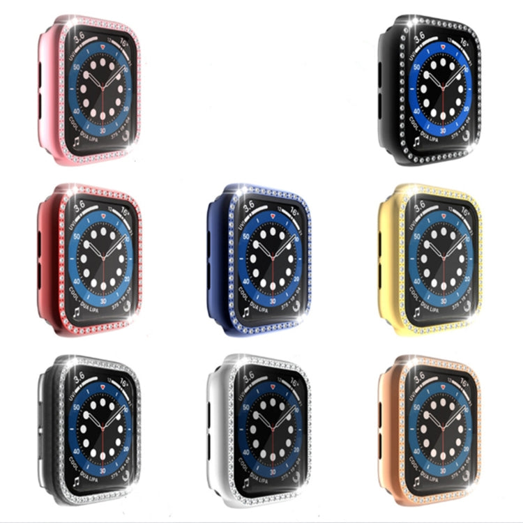 Electroplating PC Single Row Diamond Protective Case with Tempered Glass Film For Apple Watch Series 3 & 2 & 1 38mm(Transparent) - Watch Cases by buy2fix | Online Shopping UK | buy2fix