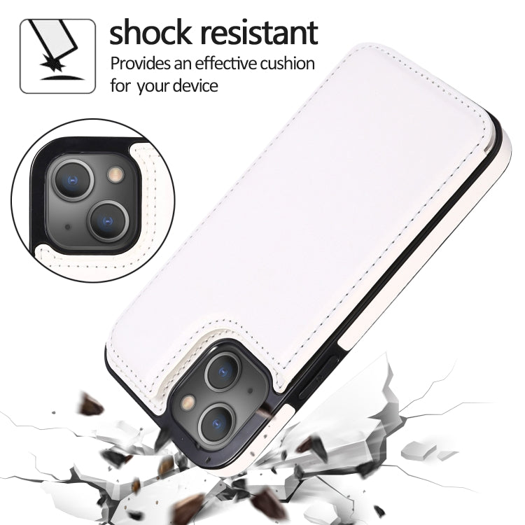 For iPhone 13 Double Buckle Shockproof PU Protective Case with Card Slots & Holder(White) - iPhone 13 Cases by buy2fix | Online Shopping UK | buy2fix