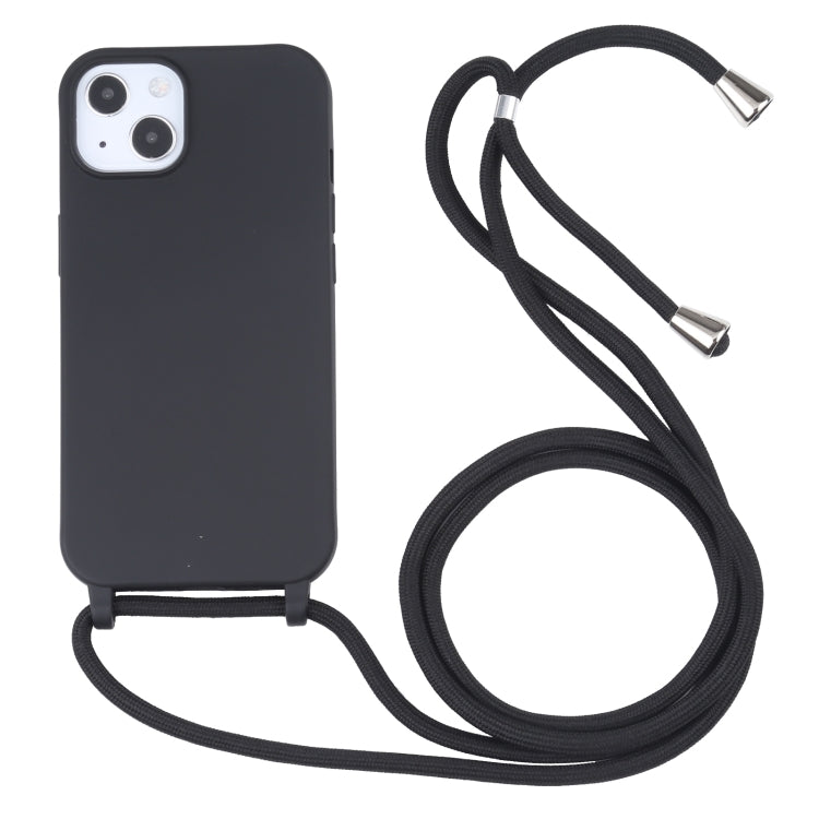 For iPhone 13 Candy Colors TPU Protective Case with Lanyard(Black) - iPhone 13 Cases by buy2fix | Online Shopping UK | buy2fix