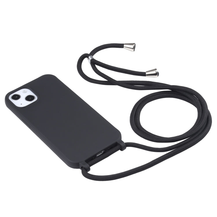 For iPhone 13 Candy Colors TPU Protective Case with Lanyard(Black) - iPhone 13 Cases by buy2fix | Online Shopping UK | buy2fix