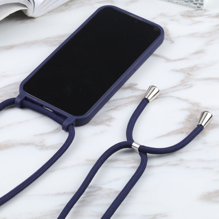 For iPhone 13 Candy Colors TPU Protective Case with Lanyard(Dark Blue) - iPhone 13 Cases by buy2fix | Online Shopping UK | buy2fix