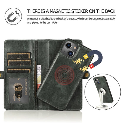 For iPhone 13 mini Strong Magnetic Detachable Horizontal Flip Leather Case with Card Slots & Wallet For  iPhone 13 Mini(Green) - iPhone 13 mini Cases by buy2fix | Online Shopping UK | buy2fix