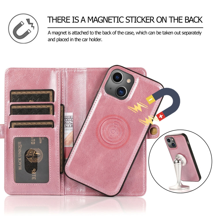For iPhone 13 Pro Strong Magnetic Detachable Horizontal Flip Leather Case with Card Slots & Wallet (Rose Gold) - iPhone 13 Pro Cases by buy2fix | Online Shopping UK | buy2fix