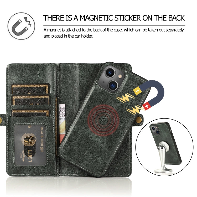 For iPhone 13 Pro Max Strong Magnetic Detachable Horizontal Flip Leather Case with Card Slots & Wallet (Green) - iPhone 13 Pro Max Cases by buy2fix | Online Shopping UK | buy2fix
