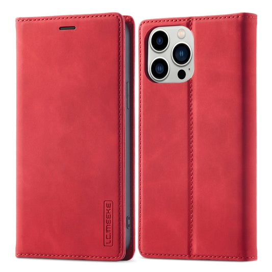 For iPhone 13 Pro LC.IMEEKE Strong Magnetic PU + Matte TPU Horizontal Flip Leather Case with Holder & Card Slots & Wallet(Red) - iPhone 13 Pro Cases by LC.IMEEKE | Online Shopping UK | buy2fix